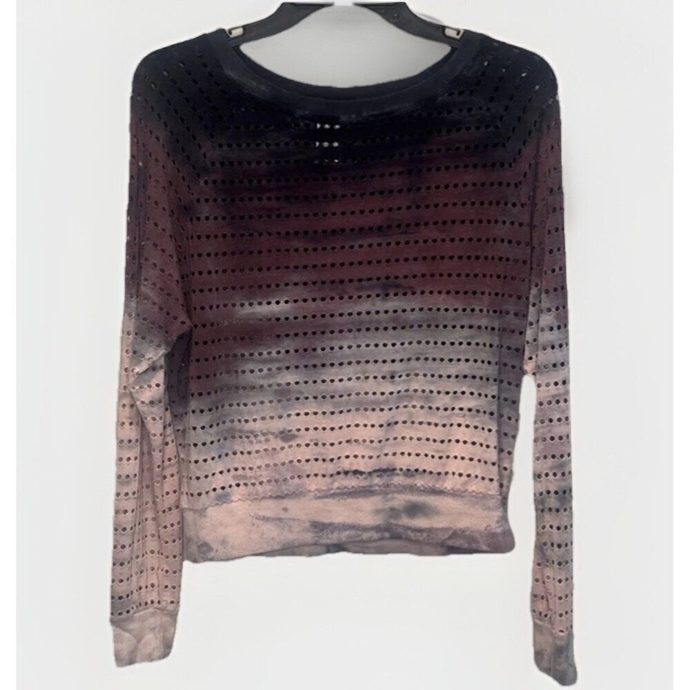 Hard Tail Womens Ombré Long Sleeve Knit Top Sz S Hippie Grunge Punk Beach Retro